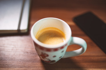 Cup of coffee on a desk