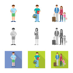 Vector illustration of character and avatar  logo. Set of character and portrait stock vector illustration.