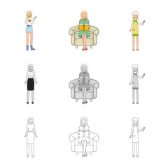 Fototapeta premium Isolated object of posture and mood logo. Collection of posture and female vector icon for stock.