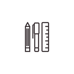 Stationary Set, Pencil and ruler Vector Icon, Pixel perfect Eps10. Office Symbol