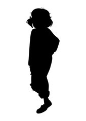 Black fashion vector silhouette of beautiful stylish girl with short hair isolated on white background
