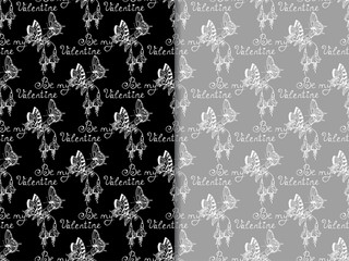 Valentine's Day seamless pattern flower and butterfly