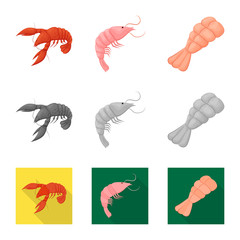 Vector illustration of appetizer and ocean symbol. Collection of appetizer and delicacy vector icon for stock.