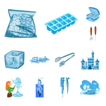 Isolated object of frost and water  sign. Collection of frost and wet  vector icon for stock.