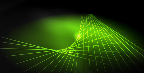 Naklejka premium Glossy shiny glowing neon waves