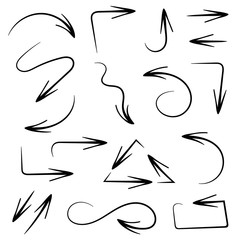 Fototapeta premium Black filigree arrows. Set of hand drawn elements