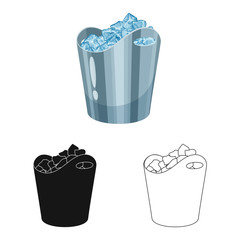 Isolated object of bucket and ice logo. Collection of bucket and crystal stock symbol for web.