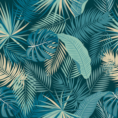 Modèle sans couture de feuilles de palmier de la jungle tropicale
