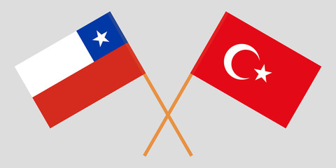 Chile and Turkey. The Chilean and Turkish flags. Official colors. Correct proportion. Vector