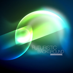 Blue neon bubbles and circles futuristic abstract background