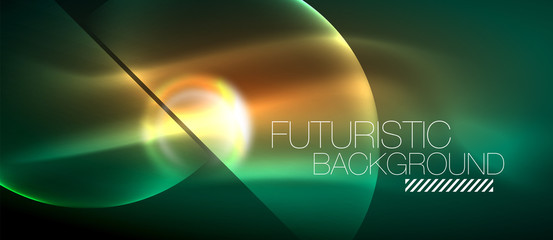 Vector glowing neon circles abstract background