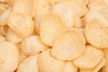 Close up pile of shrimp rice cracker thai snack.