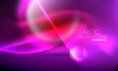 Vector glowing neon circles abstract background