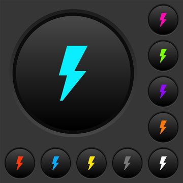 Flash dark push buttons with color icons