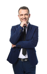 Handsome mature businessman on white background