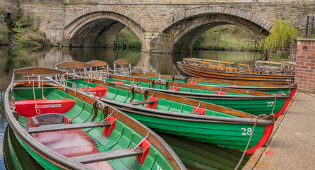 Rowing boats for hire at Knaresborough, North Yorkshire, United Kingdom