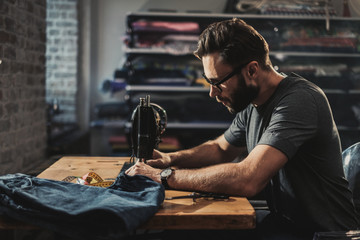 Fashion designer working in his studio