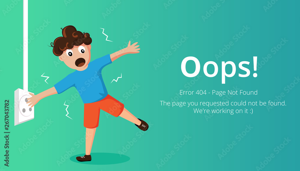 Poster Error 404 page layout vector design. Website 404 page creative concept. The page you requested could not be found. Oops 404 error page.