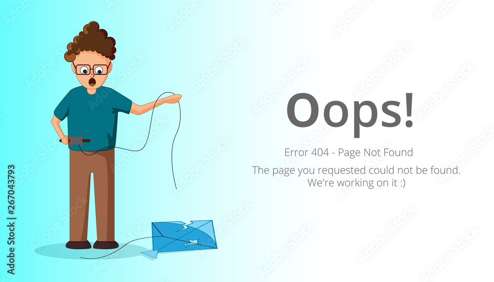 Poster Error 404 page layout vector design. Website 404 page creative concept. The page you requested could not be found. Oops 404 error page.