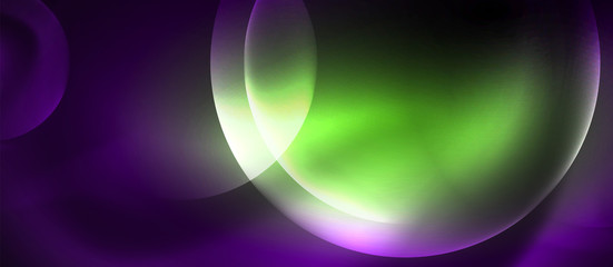 Shiny neon color light with circles abstract background