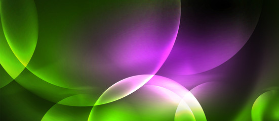 Neon glowing circles vector abstract background