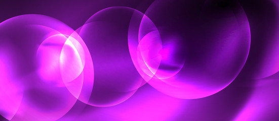 Shiny neon color light with circles abstract background