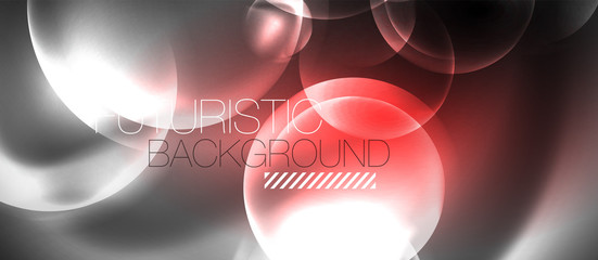 Shiny neon color light with circles abstract background
