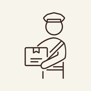 Customs check of package line icon
