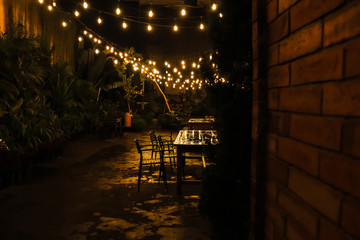 Rainy night at antique cafe