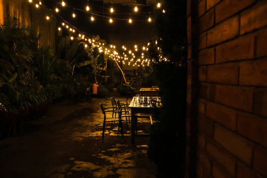 Rainy night at antique cafe