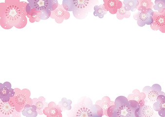 Fototapeta premium 梅 花 和風 フレーム ピンク 紫