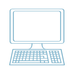 Handgezeichneter Desktop-PC in dunkelblau