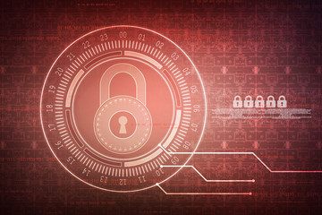 Obraz premium 2d illustration Safety concept: Closed Padlock on digital background