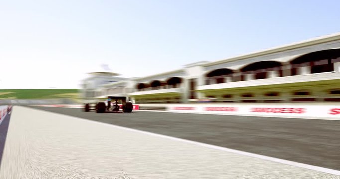 Formula One Racing Car Crossing Finish Line As Champion- High Quality 4K 3D Render