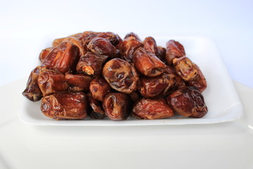 Date palm or fruit Kurma, named Ajwah which is delicious for the menu breaking the fast of Muslims