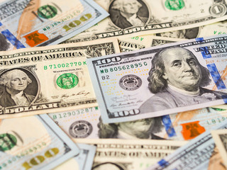 American dollar banknotes for money background.