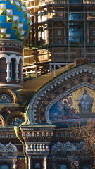 Fototapeta na wymiar Detail of the famous cathedral saint savior of the spilled blood, st petersburg