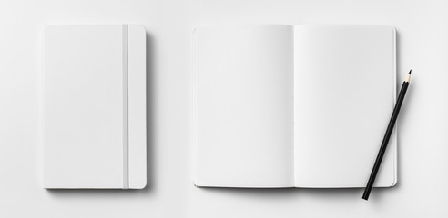 white notebook isolated on white background