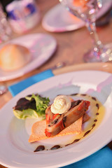 plated starter with dressing and pate