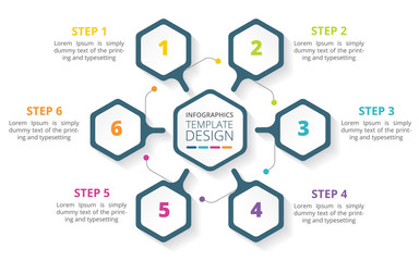 6 steps business process infographic template design - Vector Illustration