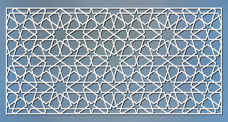 Template for laser cutting. Decorative panel with oriental geometric pattern.