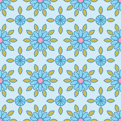 Simple flowers seamless pattern. Summer vector background EPS10