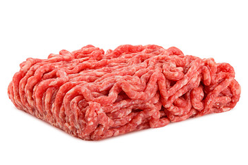 minced meat, pork, beef, forcemeat, clipping path, isolated on white background, full depth of field