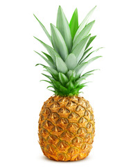 Obraz premium pineapple isolated on white background, clipping path, full depth of field