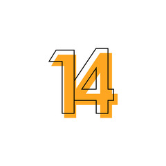 Number 14 Vector Template Design Illustration Design for Anniversary Celebration