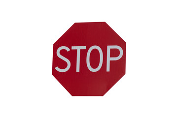 Red stop traffic sign, isolated on a white background
