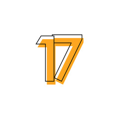 Number 17 Vector Template Design Illustration Design for Anniversary Celebration - obrazy, fototapety, plakaty