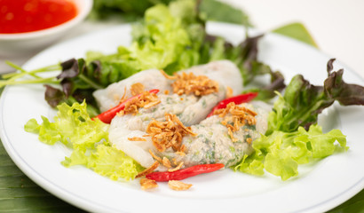 Vietnam steamed rice-skin dumplings on dish