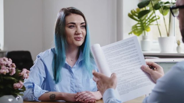 Alternative young woman attending job interview