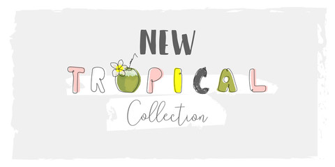 Cute tropical cartoon doodle hand drawn illustration with different Summer trendy prints 